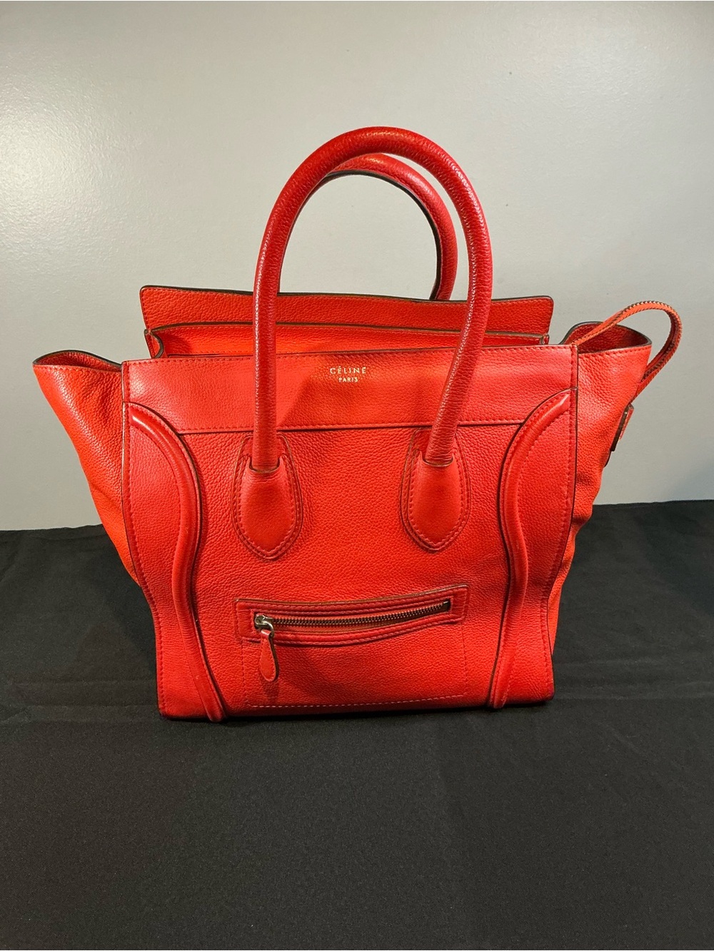 Celine Red Mini Luggage Tote - Women Bags Travel